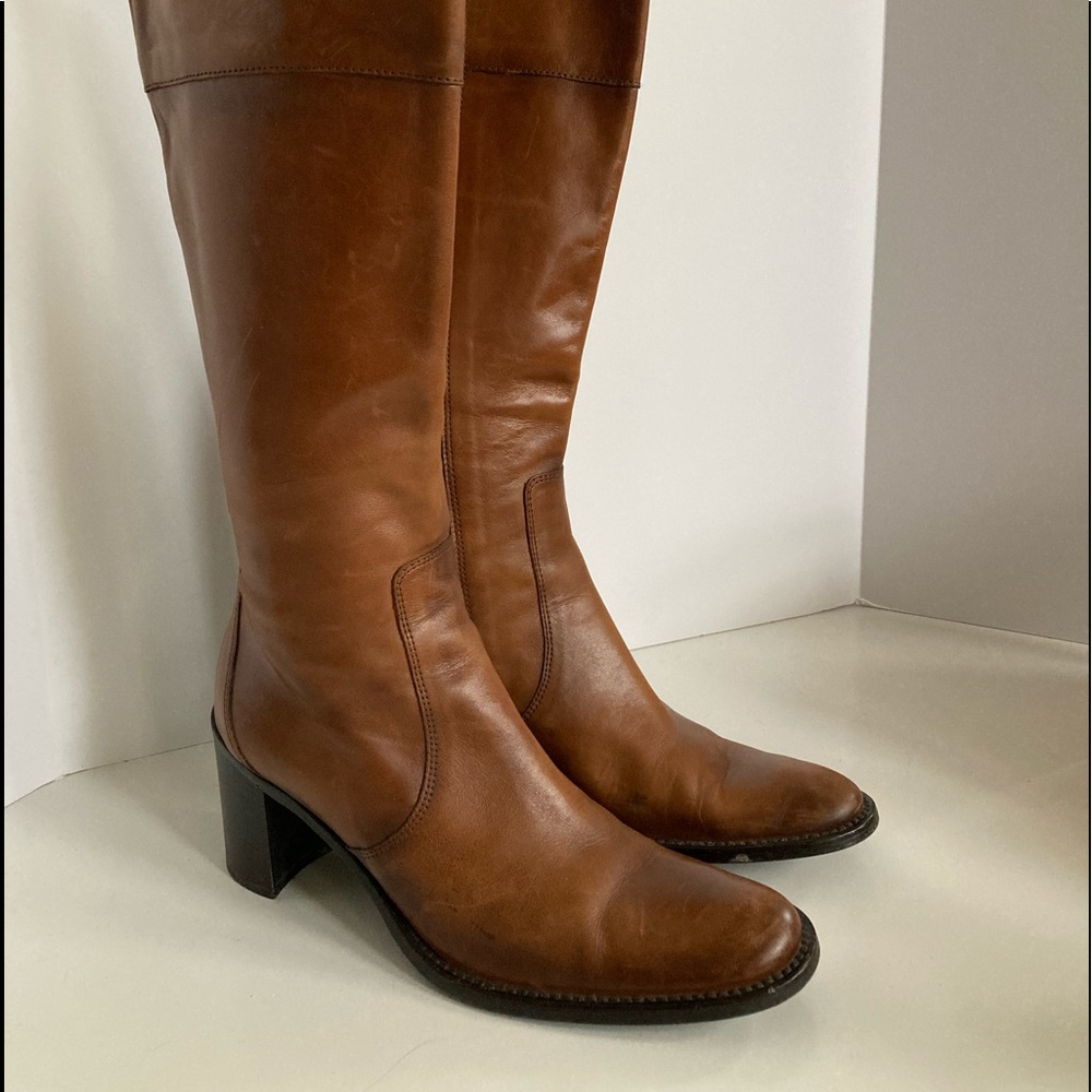 Vintage Brown Leather Knee High Women’s Boots Size 39